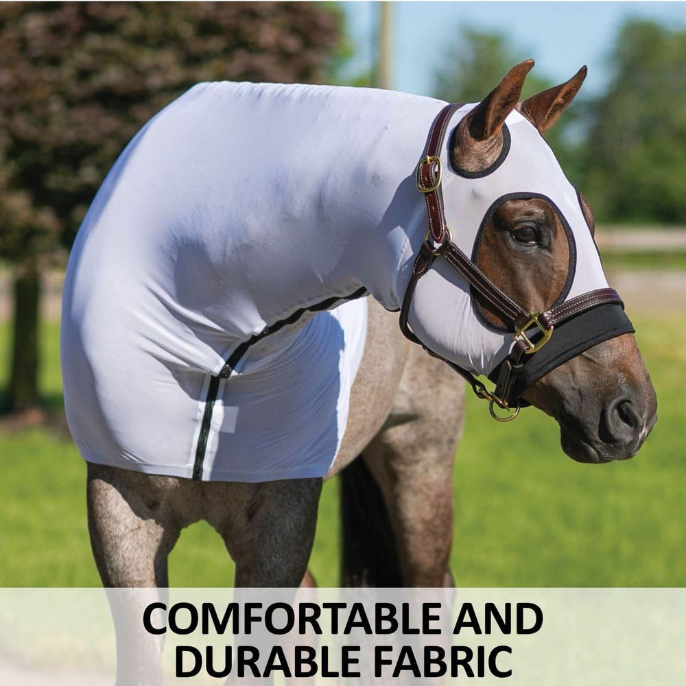 UltraFlex Horse Sleazy Slickers | Horse Protection Slinky | Dirt & Dust Defense | Full Zip Hood (Stretchy Mesh) | Size Large (76